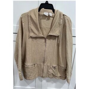 Zenergy by Chico's Womens Size 2 Tan Sparkle Full Zip Jacket